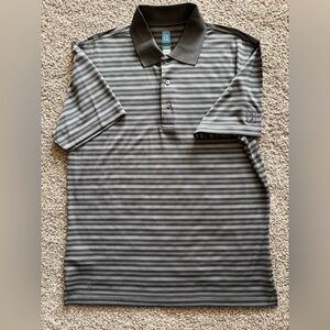 PGA Men's Golf Striped Polo Shirt - Black and Gray